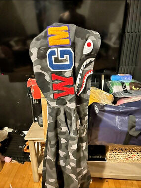 A Bathing Ape Black Camo Shark Full Zip Hoodie Size Medium